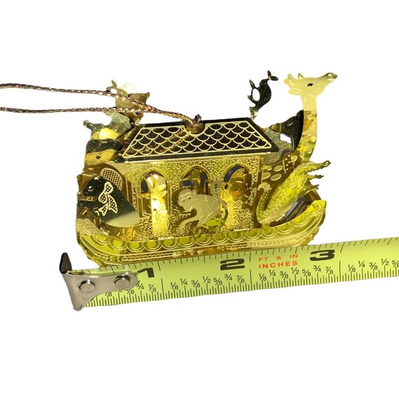 Laser Cut Noah's Ark Goldtone Hanging Christmas Ornament - Picture 15 of 16